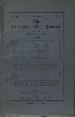 The Cairngorm Club Journal No 74 cover